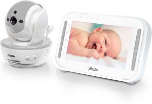 Alecto DVM-200 GS Babyfoon met camera 4.3"| Uitbreidbare babyfoon met op afstand beweegbare camera | Wit / Grijs