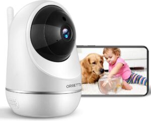 Orretti® X20 HD 3MP Wifi Cloud Camera Babyfoon met iOS & Android Smart App - IP Video Beveiligingscamera met Nachtzicht Bewegingsdetectie Cloud Opslag (Wit)