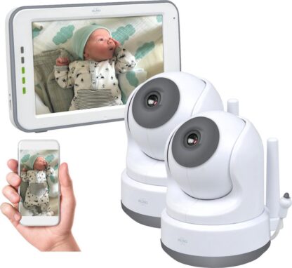 ELRO BC3000-2 Babyfoon Royale - met 12,7 cm Touchscreen Monitor HD- & App - Met extra camera - Voor 2 kinderen