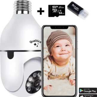 AdultCare Draadloze Babyfoon met Camera en App - met Microfoon en Tweeweg Audio - Baby Monitor In e27 Lamp - Huisdier Camera - 360 graden