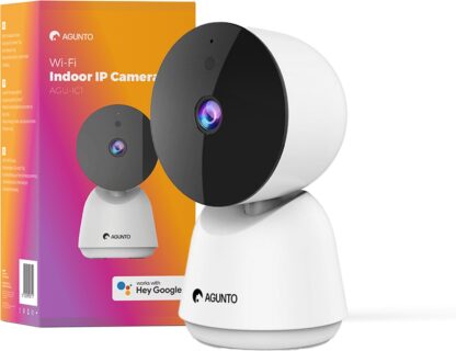 Agunto AGU-IC1 Beveiligingscamera - Bewakingscamera voor binnen - Babyfoon Met Camera - Google Home - Huisdiercamera - Nachtzicht - Draaibaar - Nederlandstalige App & Handleiding