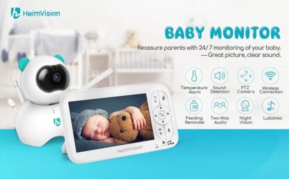 Babyfoon 5.0 Inch Met Camera - Draadloze Video 720P HD - Beveiliging Nachtzicht - Thermometer - Slaap Camera