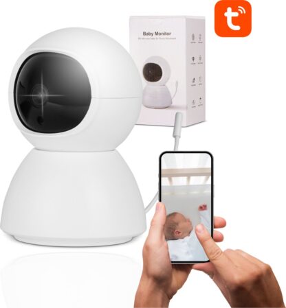 Babyfoon Met Camera En App - Babyfoons - Wifi - Infrarood Nachtvisie - Temperatuursensor - Geluid En Bewegingsdetectie - Full HD Beveiligingscamera - Terugspreekfunctie - Wit