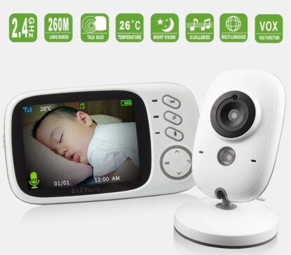 Babyfoon met Camera - Draadloze Babyfoon - Camera Draadloos - 3.2 Inch Draadloze Kleurenscherm Babyfoon - Nachtzicht Temperatuur Monitoring Babyfoon - Hoge Resolutie Baby Bewakingscamera - Infraroodsensor - Huisdiercamera & Beveiligingscamera - Wit