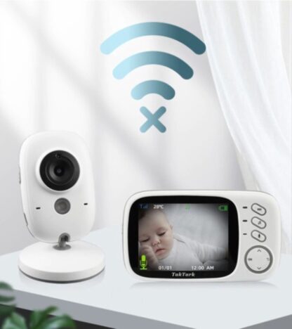 Babyfoon met camera | Temperatuur monitoring | 3.2 inch draadloos | Bewakingscamera | Babyfoon | Wit