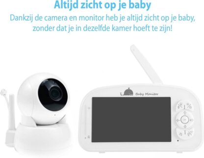 Blossombel Baby Monitor Pro. - Babyfoon met Camera - 5" Full HD Geluidsdetectie - Nachtvisie - Terugspreekfunctie-Wit
