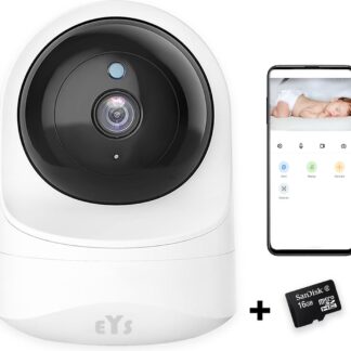 EYSLife® IP Camera PRO - Inclusief Micro SD Kaart 16 GB - Met Bewegingsdetectie en Geluidsdetectie - Full HD - Geschikt als Huisdiercamera / Hondencamera - Beveiligingscamera - Babyfoon met App - Wit