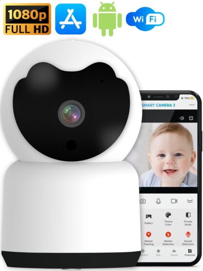 Full HD Wifi Babyfoon Camera PRO - Wifi Camera - Camera Beveiliging - Premium Baby Monitor - Automatisch Volgen - Geluid en Bewegingsdetectie - Nachtvisie - 1080p - En App