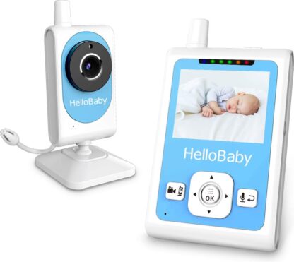 HelloBaby HB25 Draadloze digitale video-babyfoon Video-opname, Two Way TalkBack, Lullaby Dummy-systeem, automatisch alarm voor nachtzicht en bewegingsdetectie, temperatuurbewaking