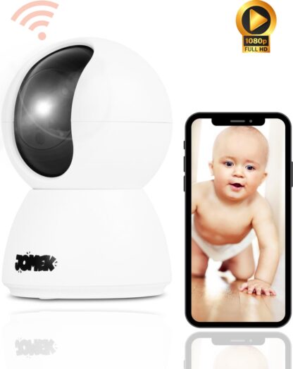 Jomek FullHD Babyfoon met Camera en App - Onbeperkt Bereik - WiFi - Camera Beveiliging met Geluid en Bewegingsdetectie - Terugspreekfunctie en Infraroodfunctie