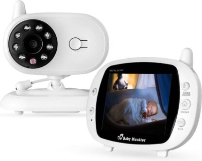 Mama 3,5 inch Babyfoon met Camera Wifi-2,4 GHz Video LCD Digitale Camera Nachtzicht Temperatuurbewaking Monitoren-Wit