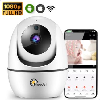 Needs!® Full HD Wifi Babyfoon met Camera WS-Q100 PRO - En App - Camera Beveiliging - Wifi Camera - Geluid en Bewegingsdetectie - Automatisch Volgen - 1080p - Babyfoon - 4g/5g - Wit