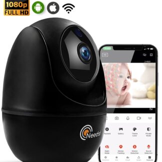 Needs!® Full HD Wifi Babyfoon met Camera WS-Q100BL PRO - En App - Camera Beveiliging - Wifi Camera - Geluid en Bewegingsdetectie - Automatisch Volgen - 1080p - Babyfoon - 4g/5g - Zwart