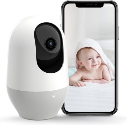 Nooie Babyfoon 1080P-Huisbeveiligingscamera - WiFi-Huisdiercamera voor Binnen - 360-Graden Draadloze IP-camera - Bewegingsregistratie - Super IR-nachtzicht - Werkt met Alexa - Tweerichtingsaudio - Bewegings en Geluidsdetectie