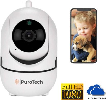 PuroTech Babyfoon met Camera - Full HD 1080P - Geluid en Bewegingsdetectie - 2-Weg Audio - Nachtvisie - Opslag in Cloud of App