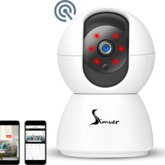 Simver Full HD Wifi Babyfoon met Camera - Met App - Camera Beveiliging - 3MP HD - Geluid en Bewegingsdetectie - Spraakfunctie - Nachtvisie - Huisdiercamera - Wit