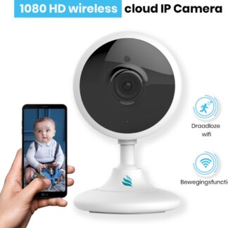 TibaGoods Wifi Babyfoon met camera - 1080P Smart Camera - HD Night Vision - Bewegingsdetectie - Spraakfunctie - Met GRATIS App - Camera Beveiliging - Huisdiercamera