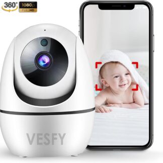 VESFY Babyfoon met Camera en App - Wifi Camera - Camera Beveiliging - Nachtvisie - 1080p - 4g/5g - Wit