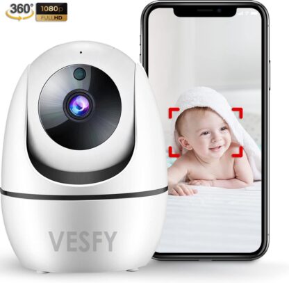 VESFY Babyfoon met Camera en App - Wifi Camera - Camera Beveiliging - Nachtvisie - 1080p - 4g/5g - Wit