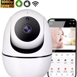 Akyol - Full HD Wifi Babyfoon met Camera - En App - Camera Beveiliging - Wifi Camera - Geluid en Bewegingsdetectie - Automatisch Volgen - 1080p - Babyfoon - 4g/5g - Wit