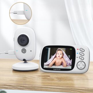 Draadloze babyfoon met camera - Draagbare babyfoon - Beeldscherm van 8.2 cm - Intercom en led nachtzicht - Wit