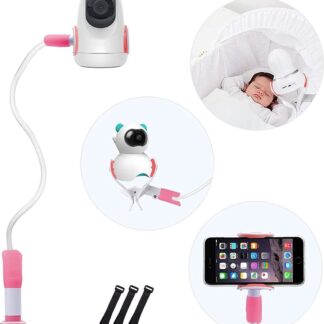 Selwo Universele babymonitorhouder, camerahouder, mobiele telefoonhouder, compatibel met de meeste babyfoons, verstelbare babycamerastanden voor kinderkamer (roze)