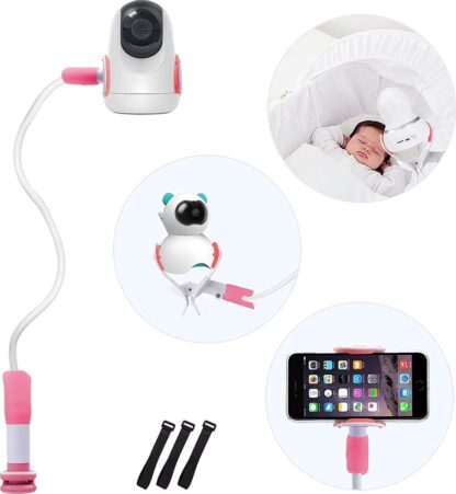Selwo Universele babymonitorhouder, camerahouder, mobiele telefoonhouder, compatibel met de meeste babyfoons, verstelbare babycamerastanden voor kinderkamer (roze)