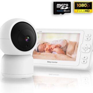 XOOMO S1 Babyfoon met Camera - Baby Monitor - Babyfoons - Baby Camera - 5 Inch - incl. 32GB Geheugenkaart - Vox Modus - 8 Slaapliedjes - Handige Zwanenhals - Complete Set