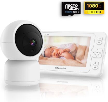 XOOMO S1 Babyfoon met Camera - Baby Monitor - Babyfoons - Baby Camera - 5 Inch - incl. 32GB Geheugenkaart - Vox Modus - 8 Slaapliedjes - Handige Zwanenhals - Complete Set