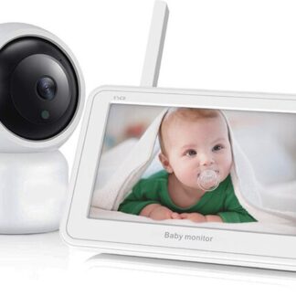Achaté Babyfoon Met Camera - Baby Monitor met 5 inch monitor - Video & Audio - Infrarood Nachtvisie - Terugspreekfunctie - Wit