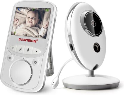 FlowShop - Babyfoon - Babyfoon Met Camera - Bewegingsdetectie - Babyfoon Met Walke Talkie - 360 Graden Draaien - Draagbare Babyfoon - Draadloze Babyfoon - Wit
