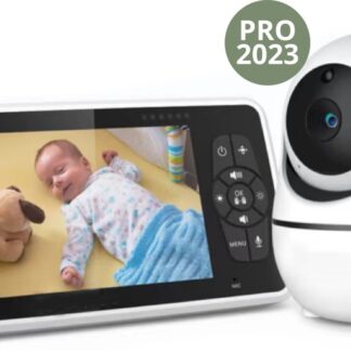 LTMT® - Full HD Babyfoon PRO met 5 inch Monitor - En App - Camera Beveiliging - Wifi Camera Nachtvisie - Geluid en Bewegingsdetectie - 1080p - Babyfoon Night Vision- Muziek - Wit