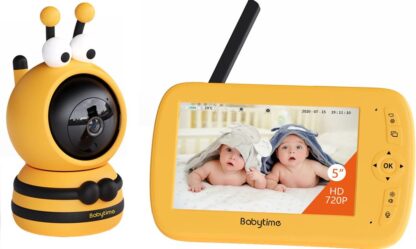 BabyVision - Slimme Babyfoon met Camera en 1080p Full HD Video, 5 inch LCD Scherm, VOX-modus, Nachtzicht, Dubbelzijdige Audio, 300m Bereik, 4000mAh Batterij, Temperatuursensor en Ingebouwde Wiegenliedjes