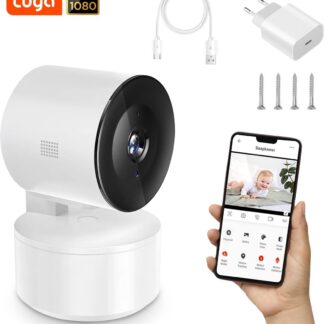 Babyfoon - Babyfoon Met Camera - Baby Camera - Premium Lens 1080p HD - Camera Beveiliging - Tuya Smart App - 360º Volledig Zicht - Nacht Visie & Infrarood - Wit