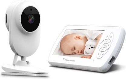 DrPhone B2 - Babyfoon Met Camera - Groot 4.3 inch 1080P Full HD scherm - VOX-Modus (geluidsactivatie) -Baby Monitor - 100 Meter - 2 Weg Audio - Wit