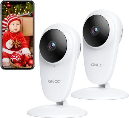 GNCC GC1 Wifi Babyfoon met camera - Indoor WiFi-camera - Met App - Bidirectionele Audio - Nachtzicht - 2 Stuks - Wit