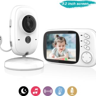 K IKIDO Babyfoon met Camera - Babyphone - 3.2 inch Smart Babyfoon met LCD-Scherm - Nachtzicht Baby monitor - Temperatuurbewaking - 2-Weg Praten - Wit