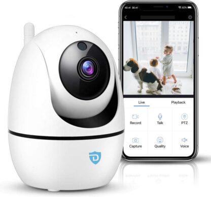 Detepo Huisdier en Baby Wifi Beveiliging Camera - App met Luister en Spreek Functie - Full HD 2 Megapixel - Met Beweeg En Geluidsdetectie - Bewaak uw Huis, Hond of Baby