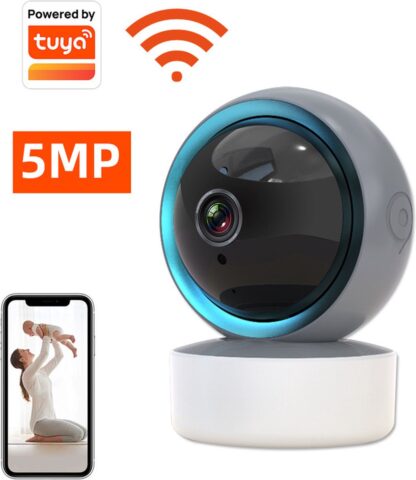NIEUW Tuya 5Ghz WiFi - Full HD Babyfoon met Camera én App - BabyPhone met Camera - 5MP - Geluid en Bewegingsdetectie - Automatisch Volgen - Nachtvisie - Spraakfunctie - ook zeer geschikt als Huisdier camera