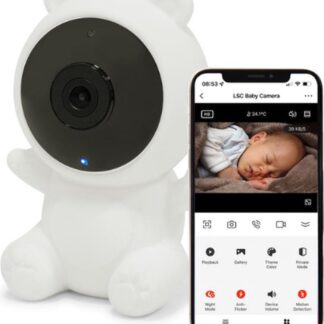LSC Smart Connect Full HD Wifi Babyfoon - met Camera - En App - Camera Beveiliging - Wifi Camera - Geluid en Bewegingsdetectie - Automatisch Volgen - 1080p - Babyfoon - Meet de kamertemperatuur